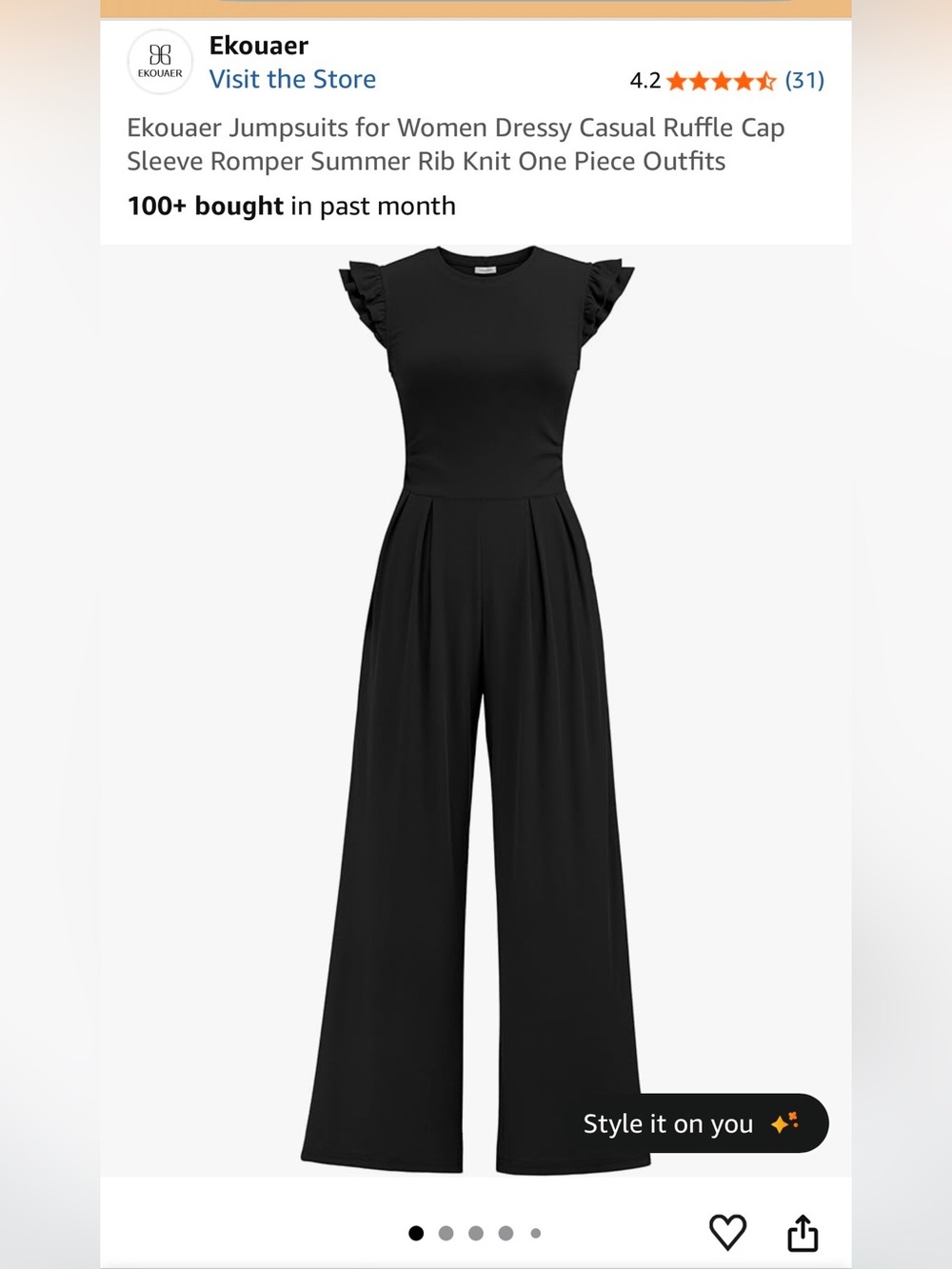 Black Ruffle Cap-Sleeve Wide-Leg Jumpsuit
